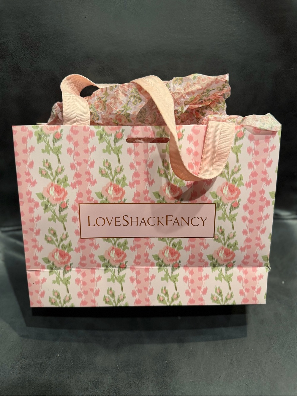 LoveShackFancy Pink and Green Floral Gift Bag